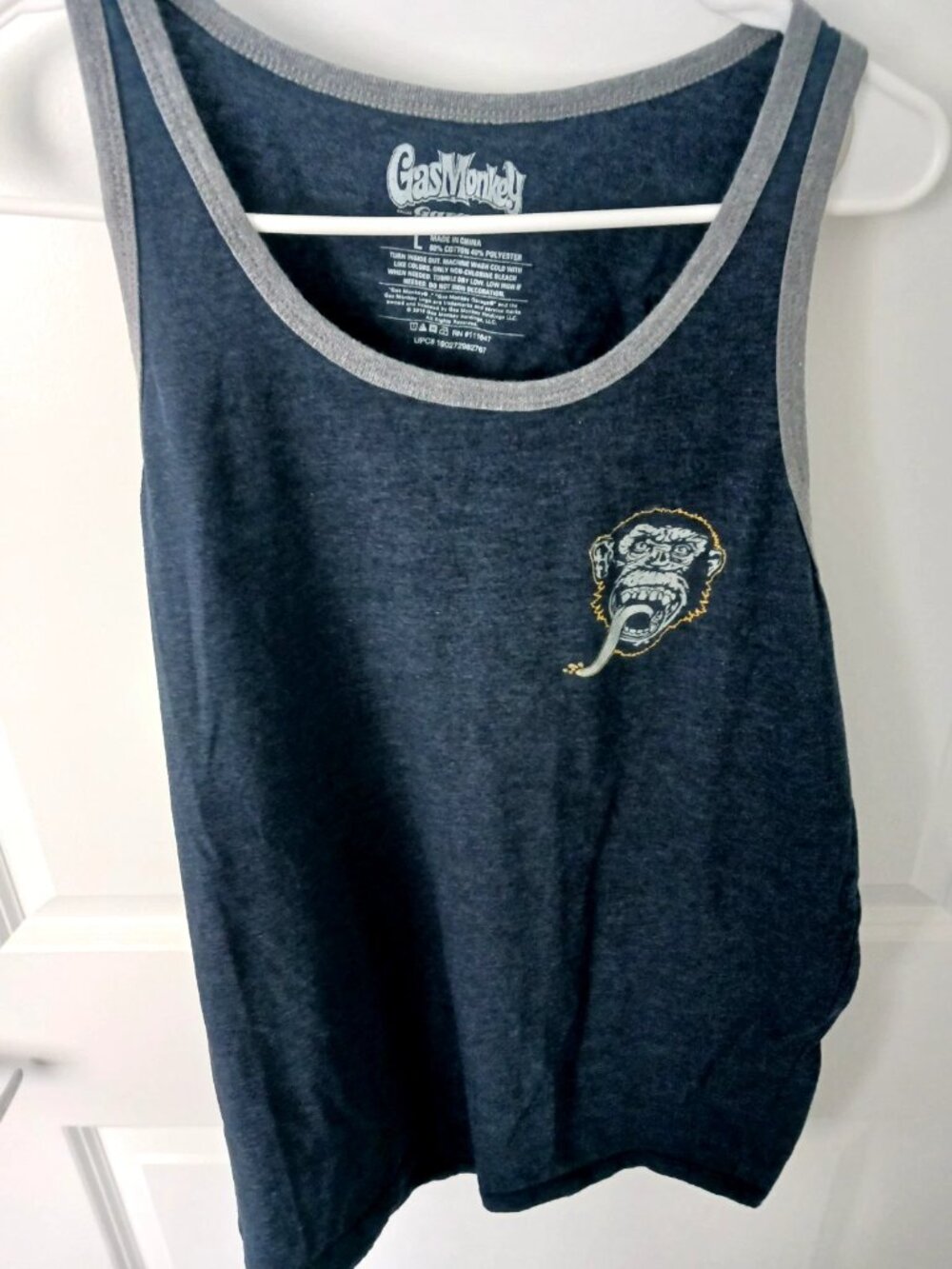 Gas Monkey Garage Mens Tank Top Navy Blue Dallas TX Graphic Shirt Size Large